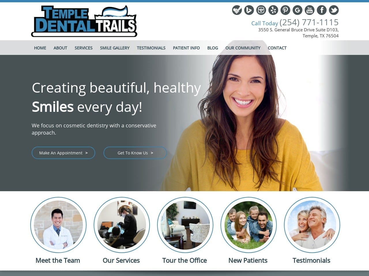 Temple Dental Trails Website Screenshot from templedentaltrails.com