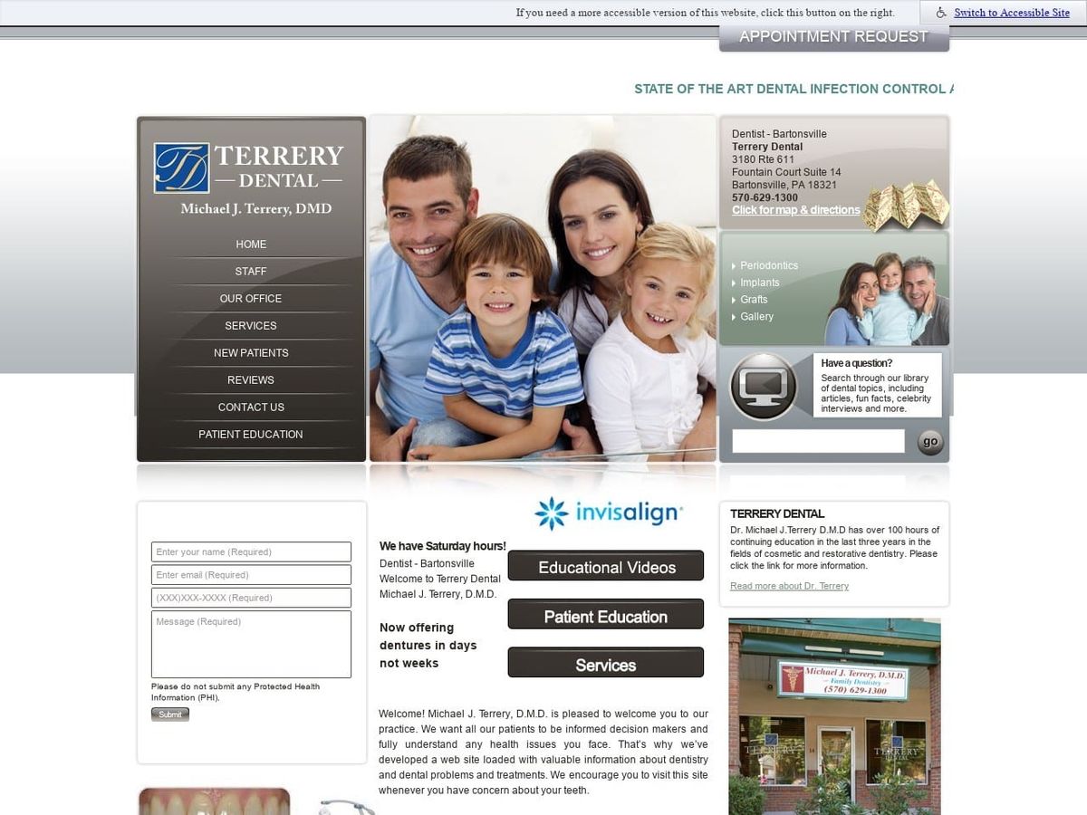 Dr. Michael J. Terrery DMD Website Screenshot from terrerydental.com