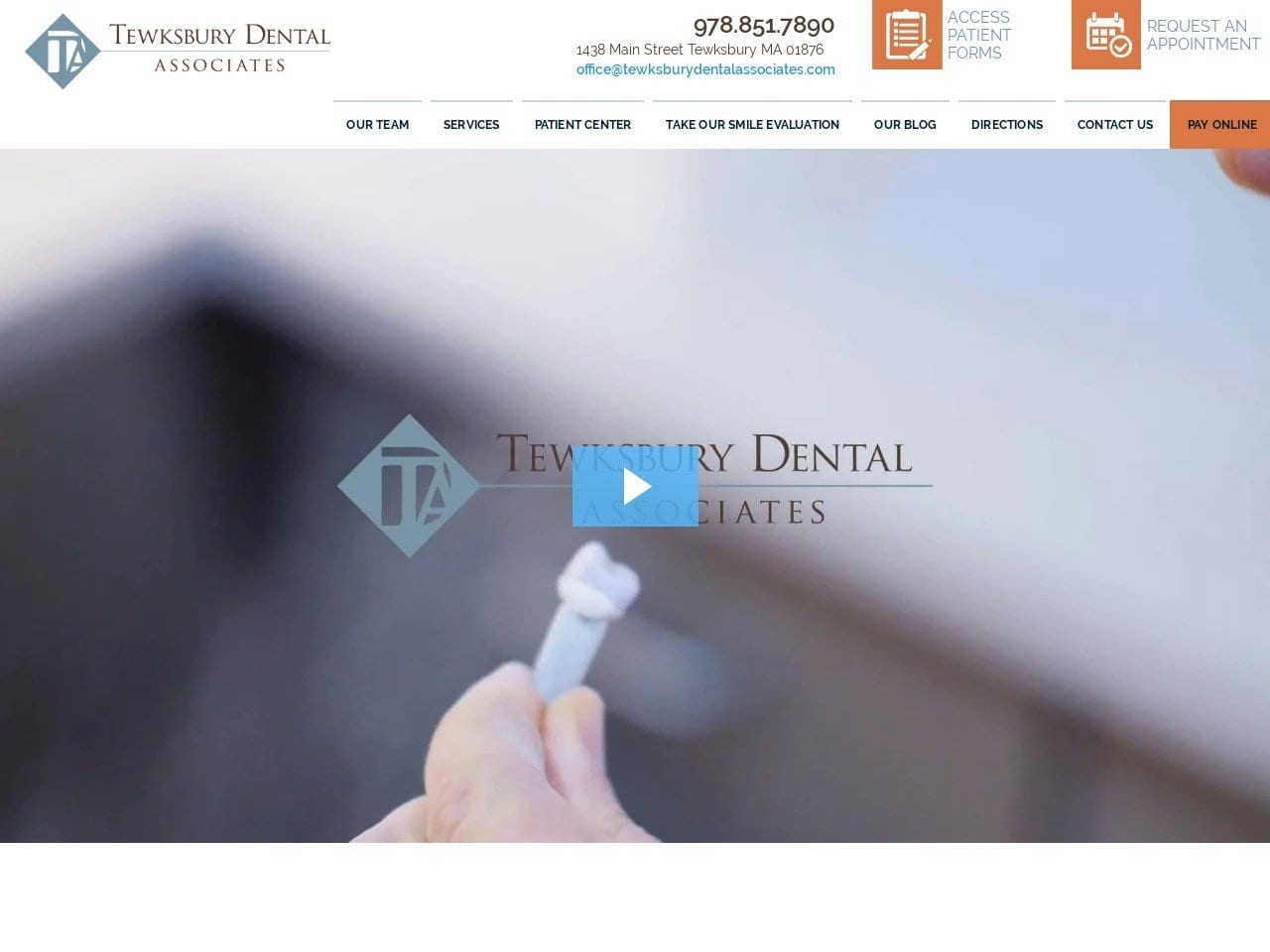 Tewksbury Dental Associates Website Screenshot from tewksburydentalassociates.com