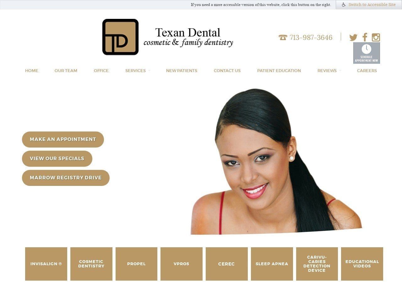 Texan Dental Website Screenshot from texandental.com