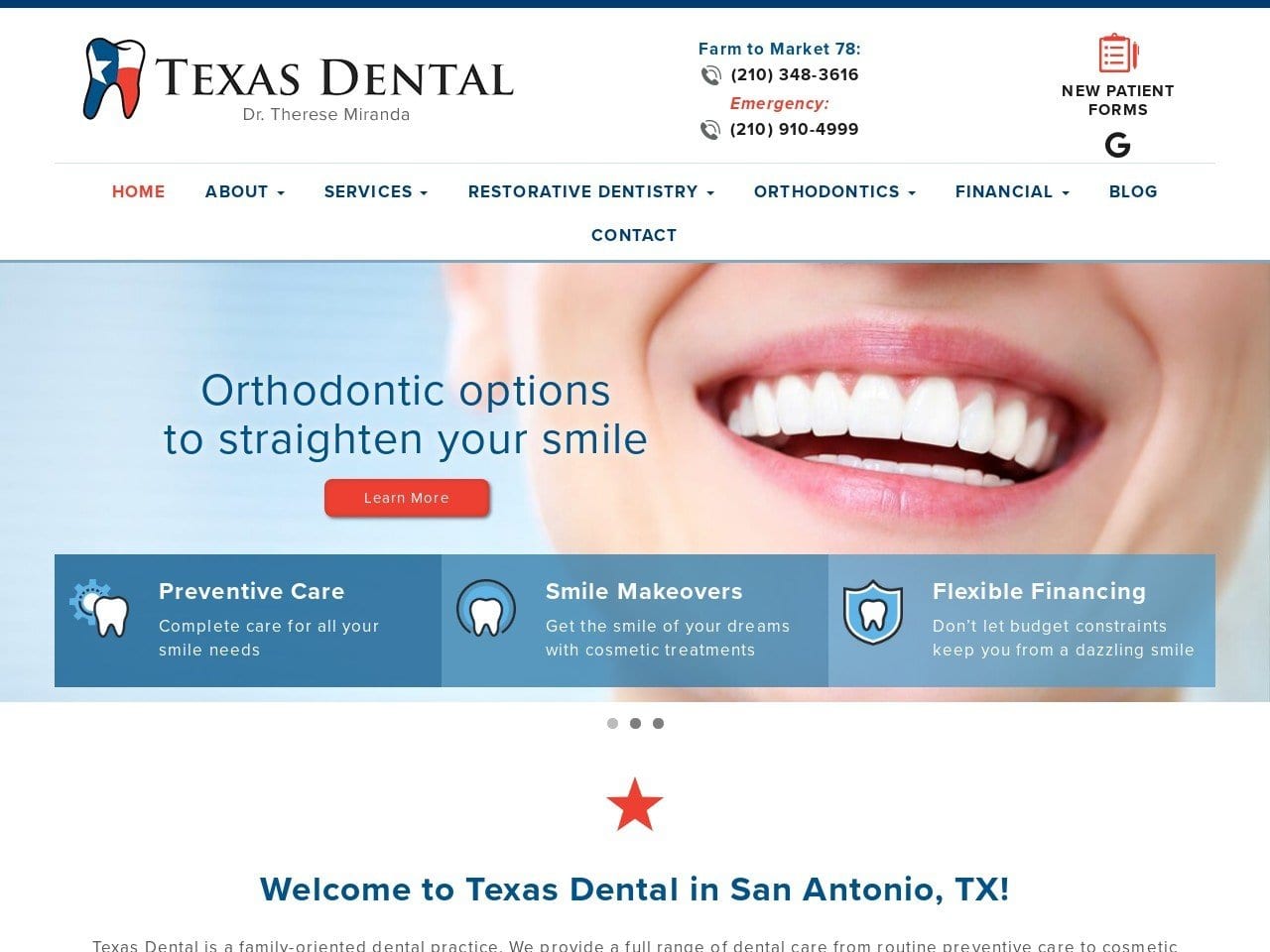 Texas Dental West Website Screenshot from texas-dental.com