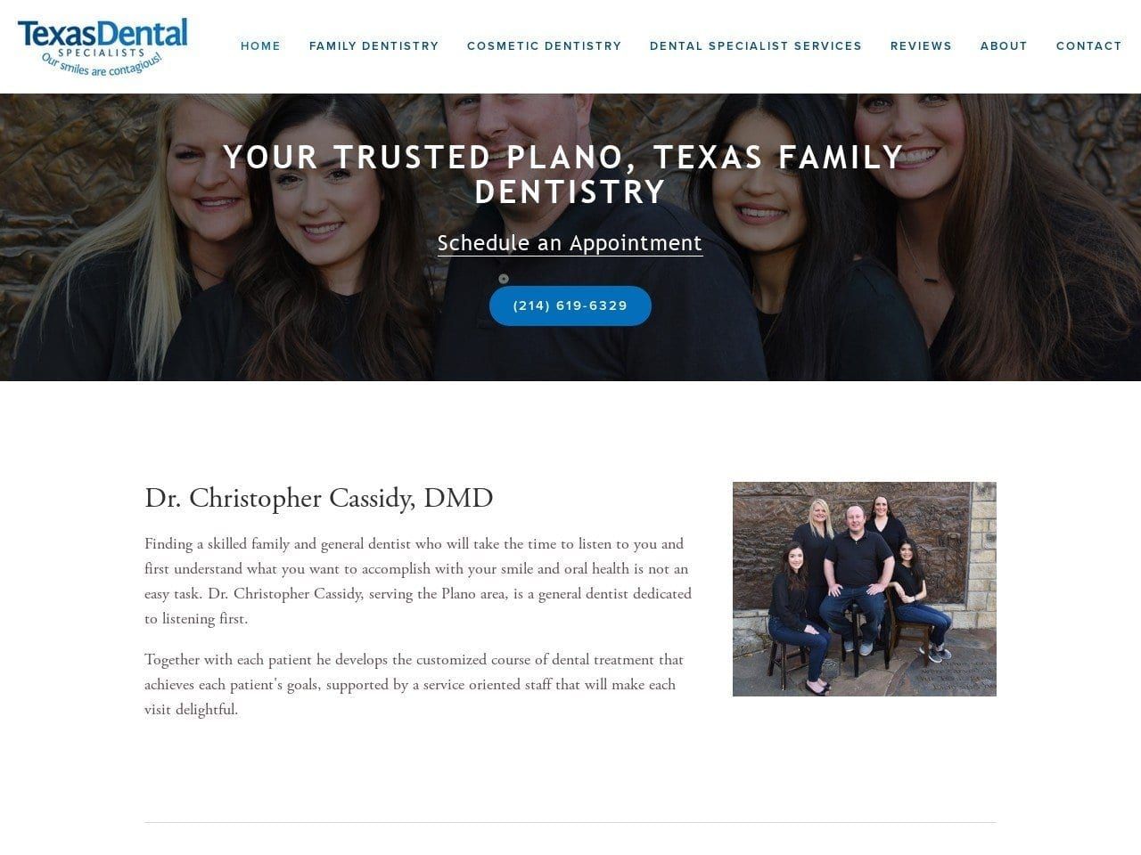 Texas Dental Specialists Website Screenshot from texasdentalspecialists.com