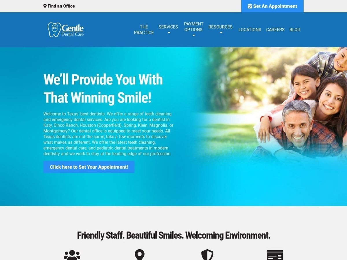 Gentle Dental Care Website Screenshot from texasgentledental.com