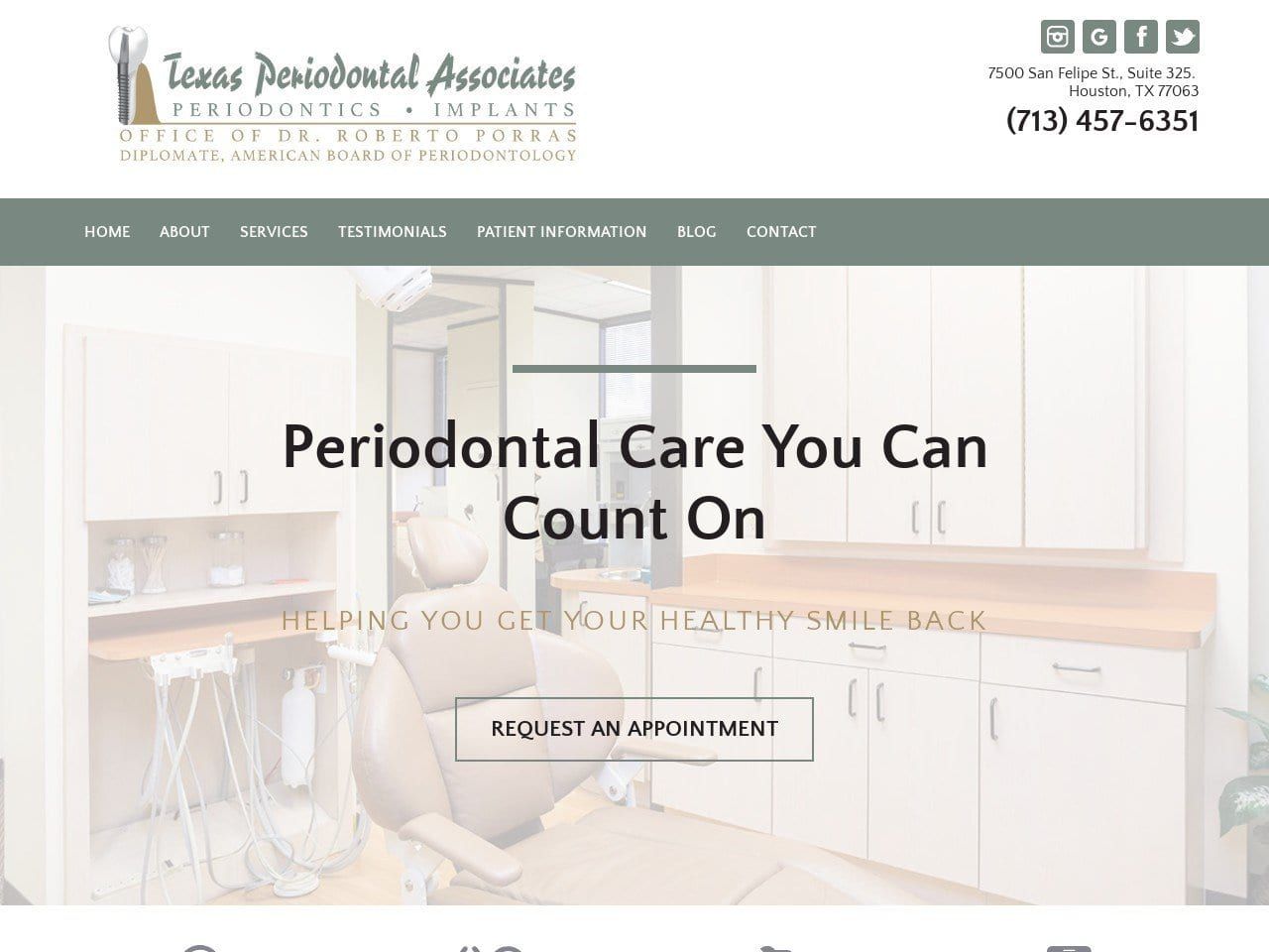 Texas Periodontal Associates Website Screenshot from texasperiodontal.com