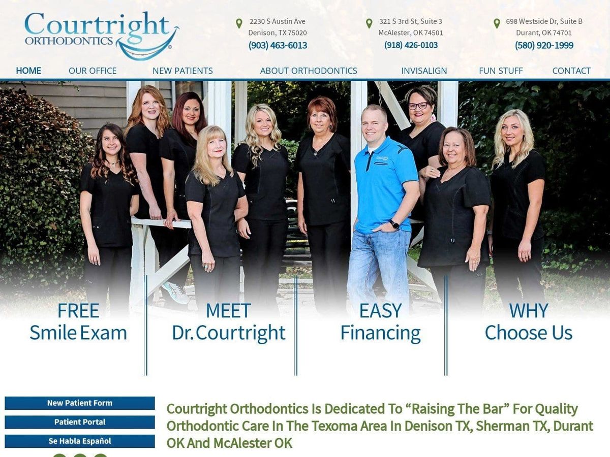 Courtright Orthodontics Website Screenshot from texomaorthodontist.com