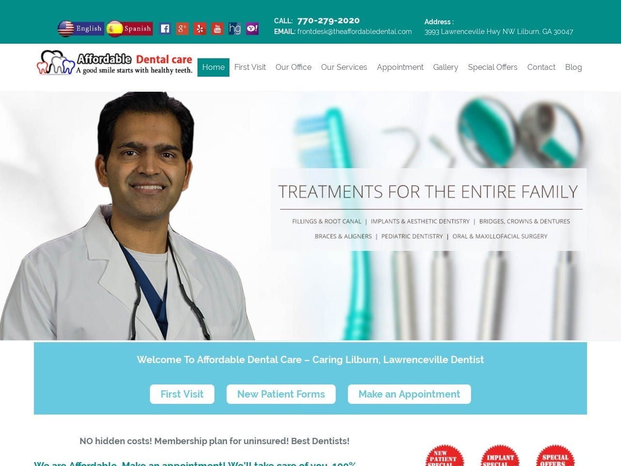 Theaffordable Dental Website Screenshot from theaffordabledental.com