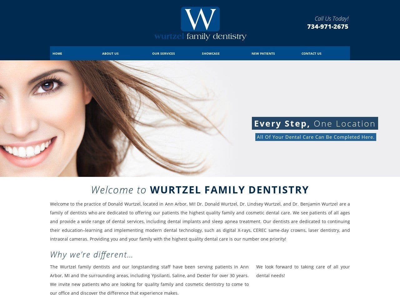 Wurtzel Family Dentist Website Screenshot from theannarbordentist.com