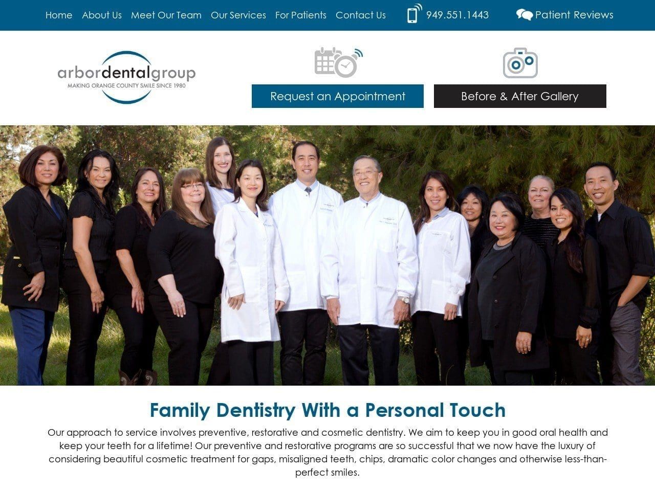 The Arbor Dental Group Website Screenshot from thearbordentalgroup.com