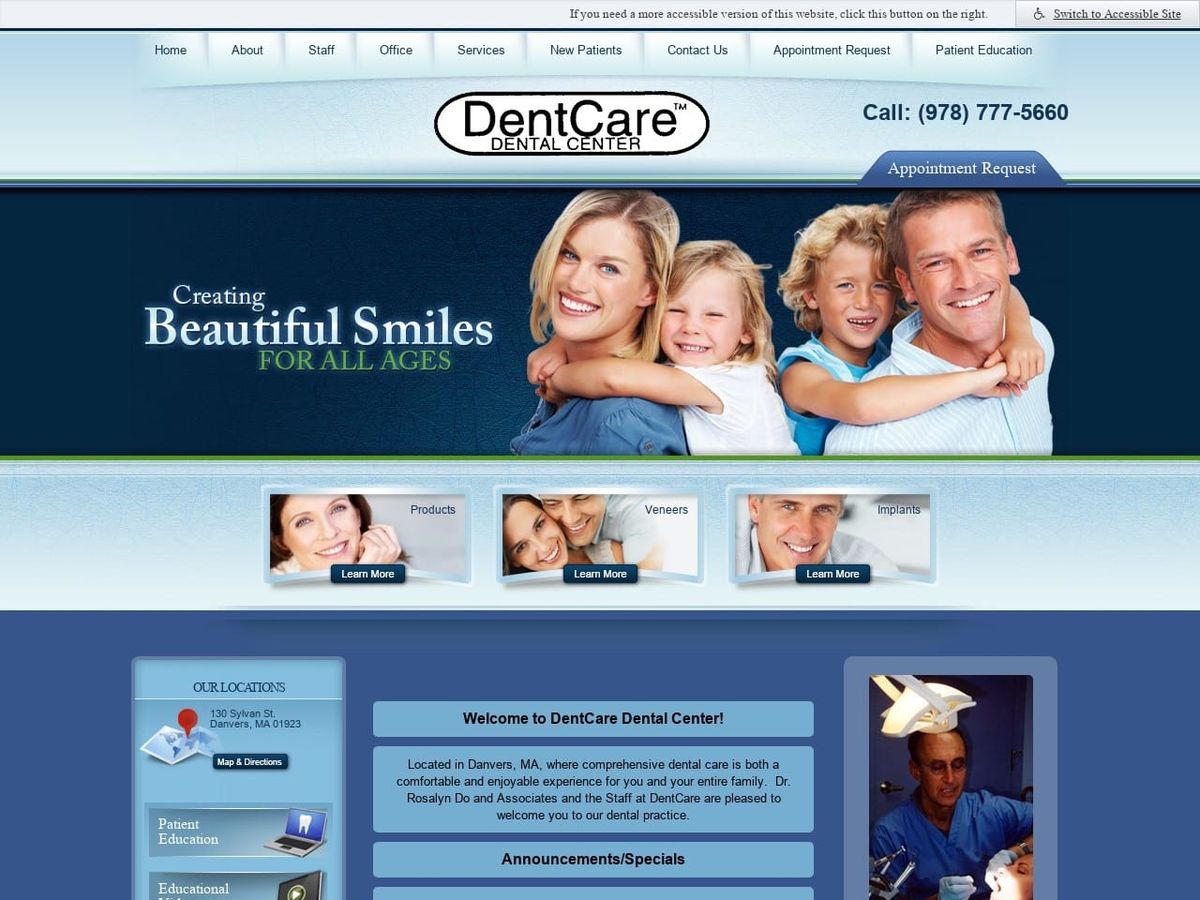 The Danvers Dentist Website Screenshot from thedanversdentist.com