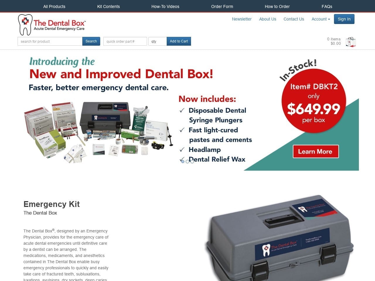 Dental Box Website Screenshot from thedentalbox.com