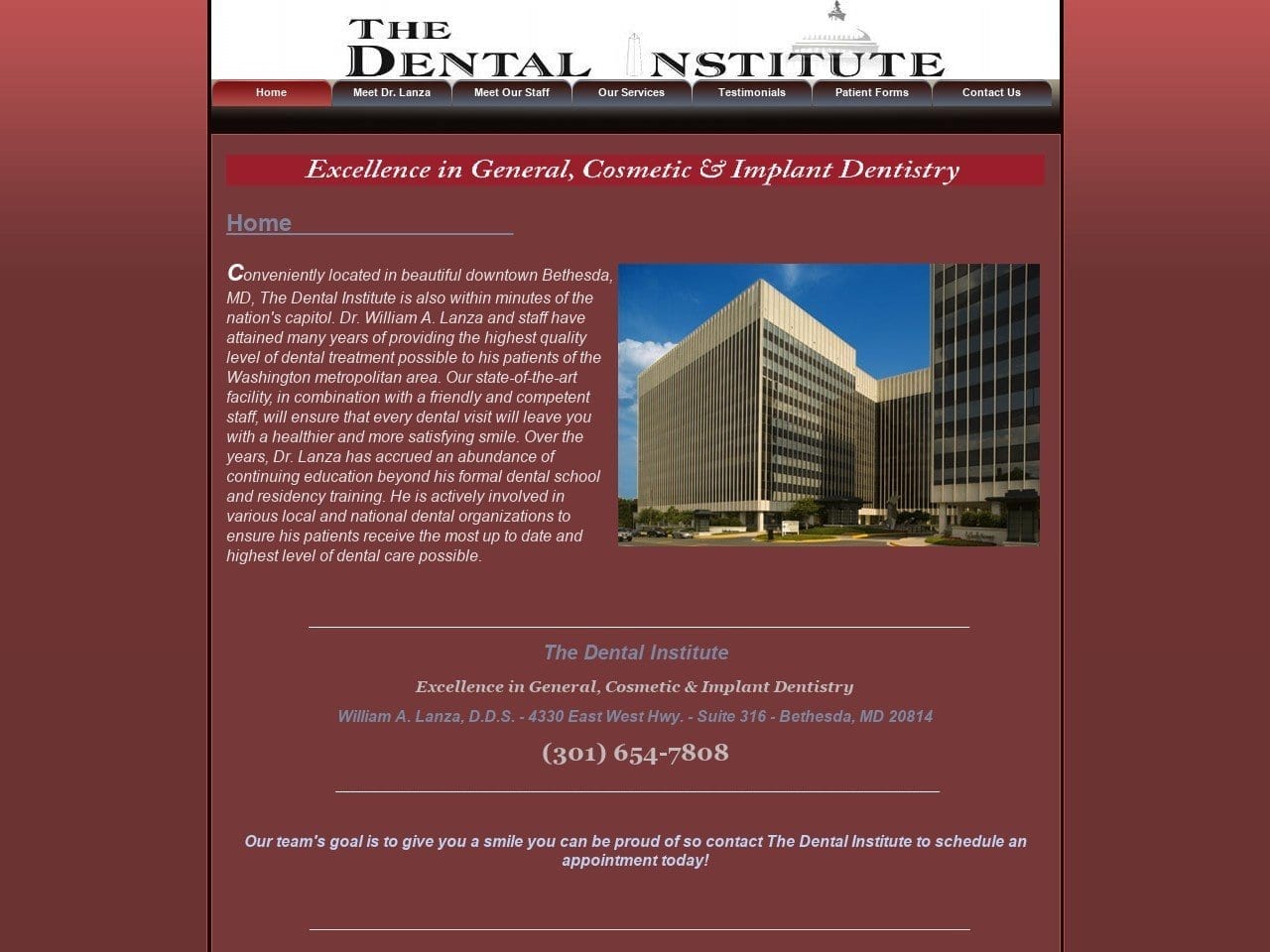 William A. Lanza D.D.S./The Dental Institute Website Screenshot from thedentalinstitute.net