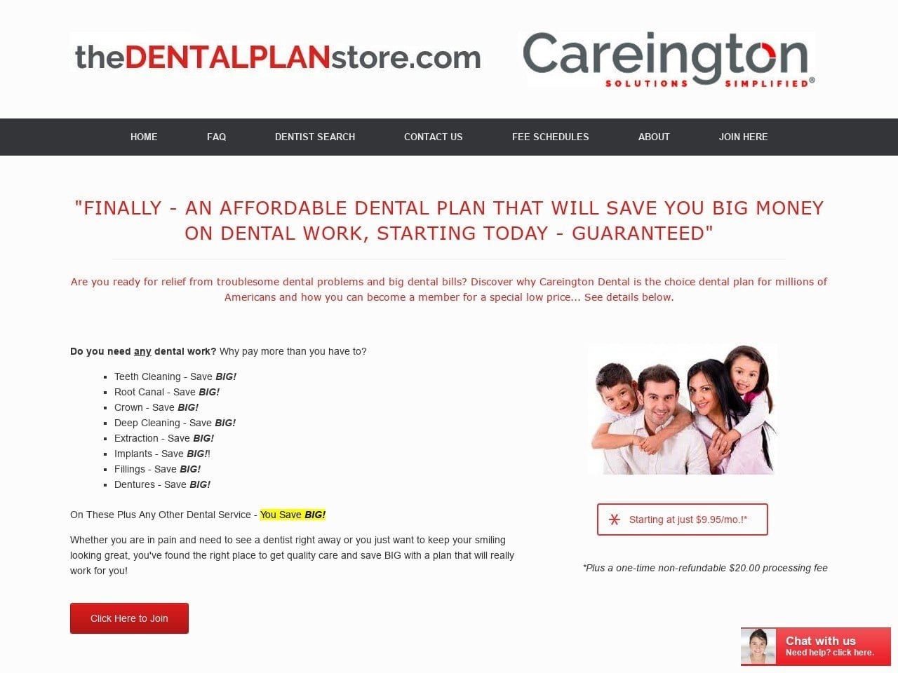 The Dental Planstore Website Screenshot from thedentalplanstore.com