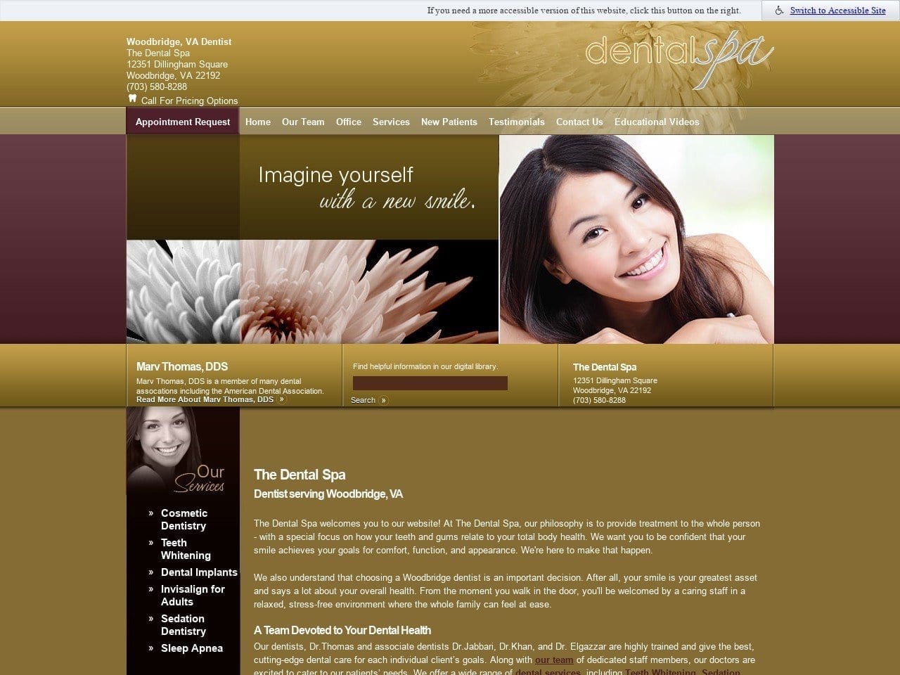 Dental Spa Website Screenshot from thedentalspaofvirginia.com