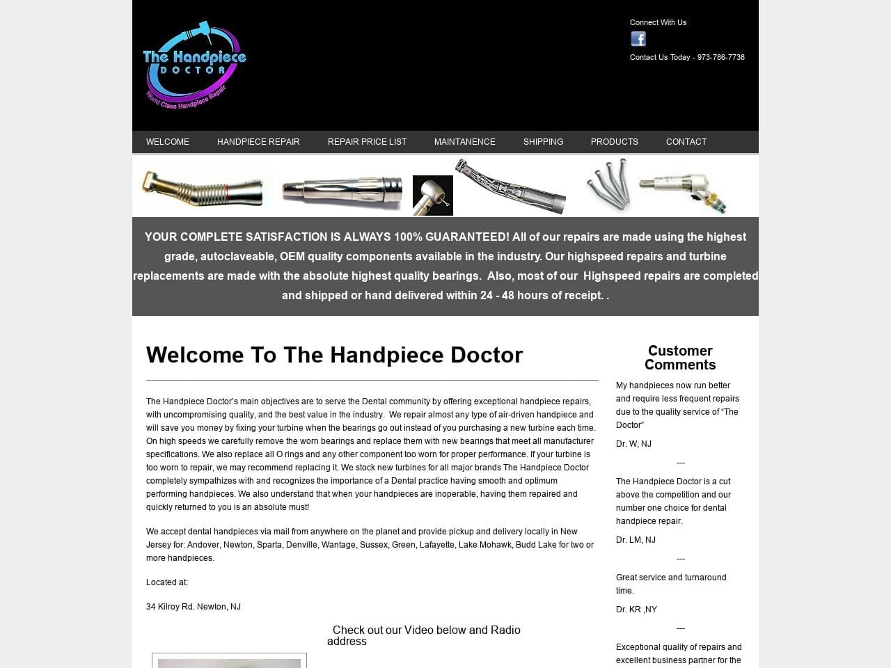 The Handpiece Doctor LLC Website Screenshot from thehandpiecedoctor.com