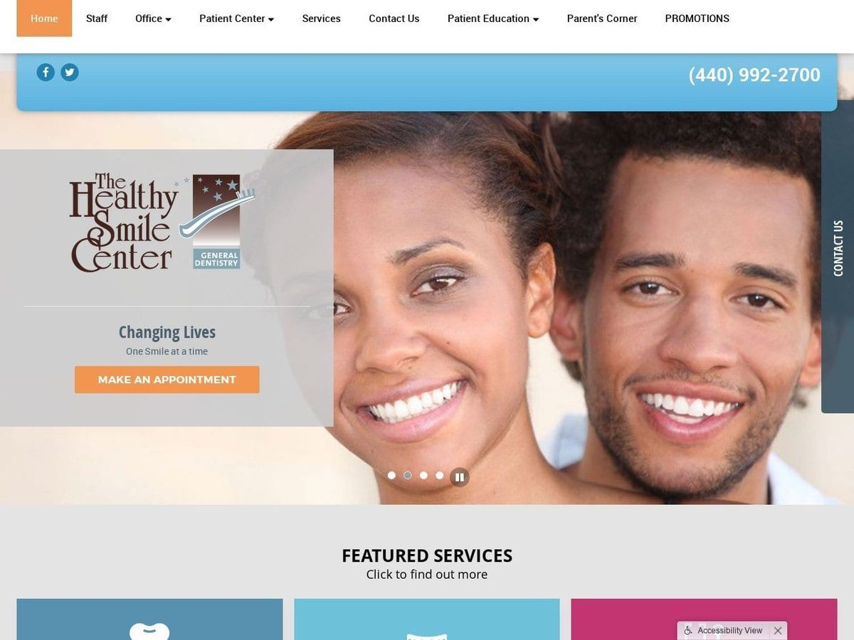 The Denture Center Website Screenshot from thehealthysmilecenter.com