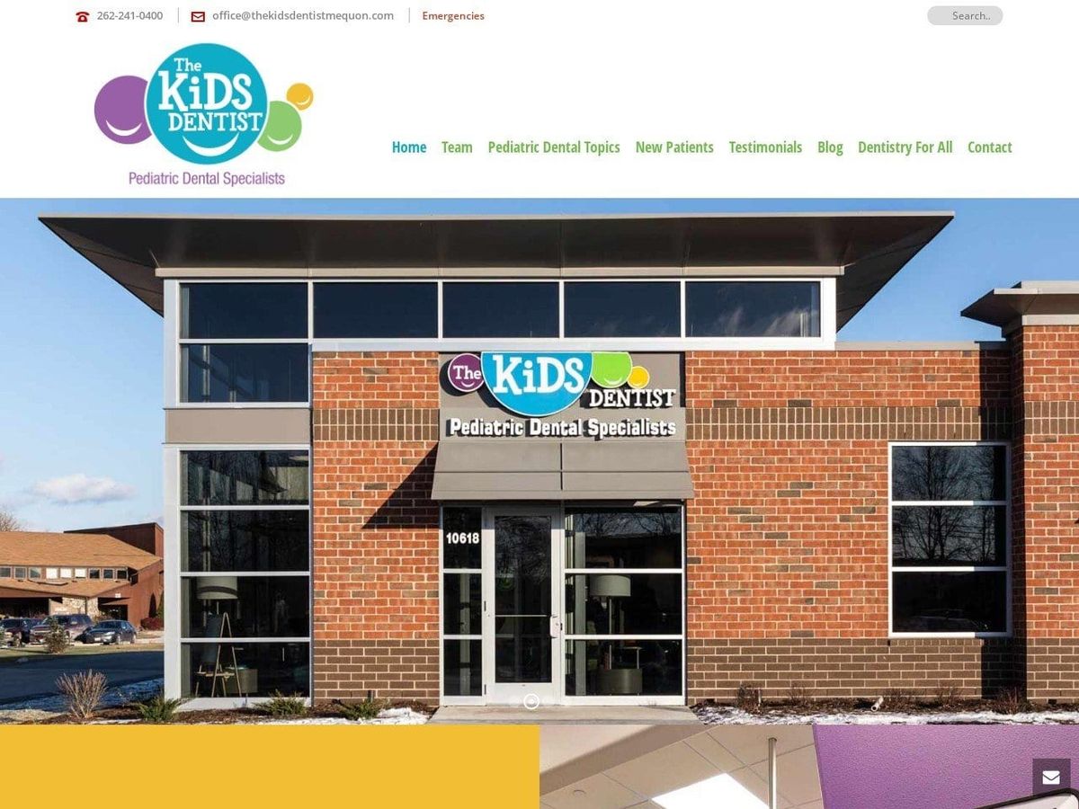 The Kids Dentist Website Screenshot from thekidsdentistmequon.com