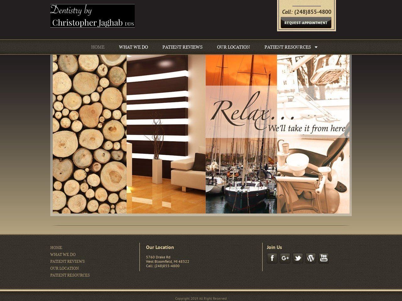 Christopher Jaghab DDS Website Screenshot from thepreventativedentist.com
