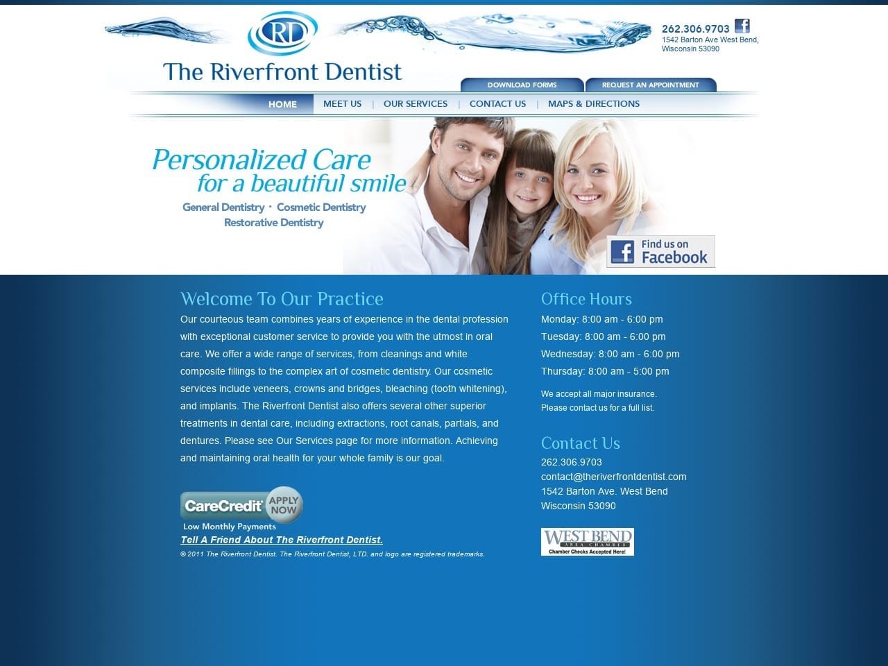 The Riverfront Dentist ltd. Website Screenshot from theriverfrontdentist.com