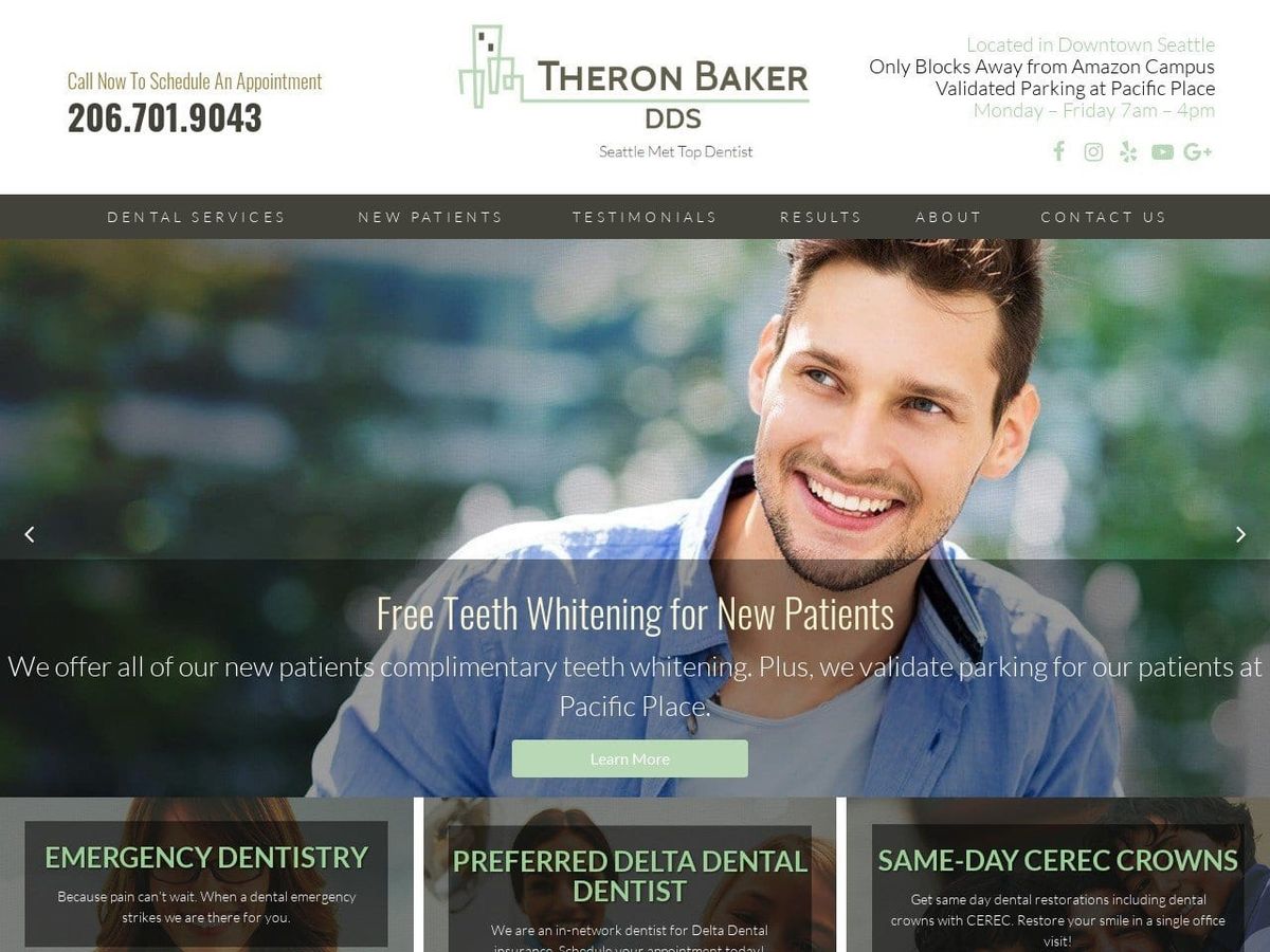 Dr. Theron J. Baker DDS Website Screenshot from theronbaker.com