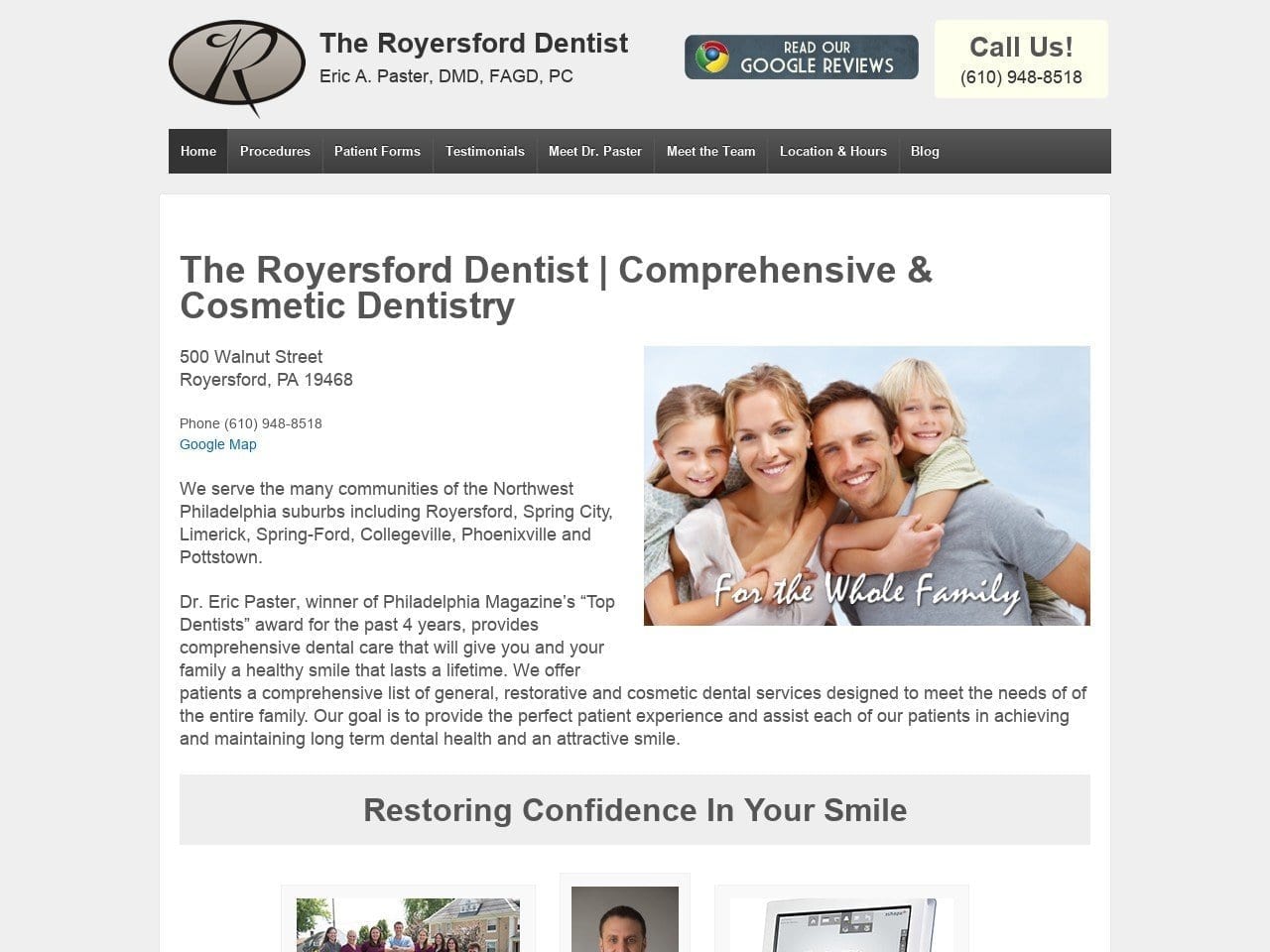 The Royersford Dentist Website Screenshot from theroyersforddentist.com