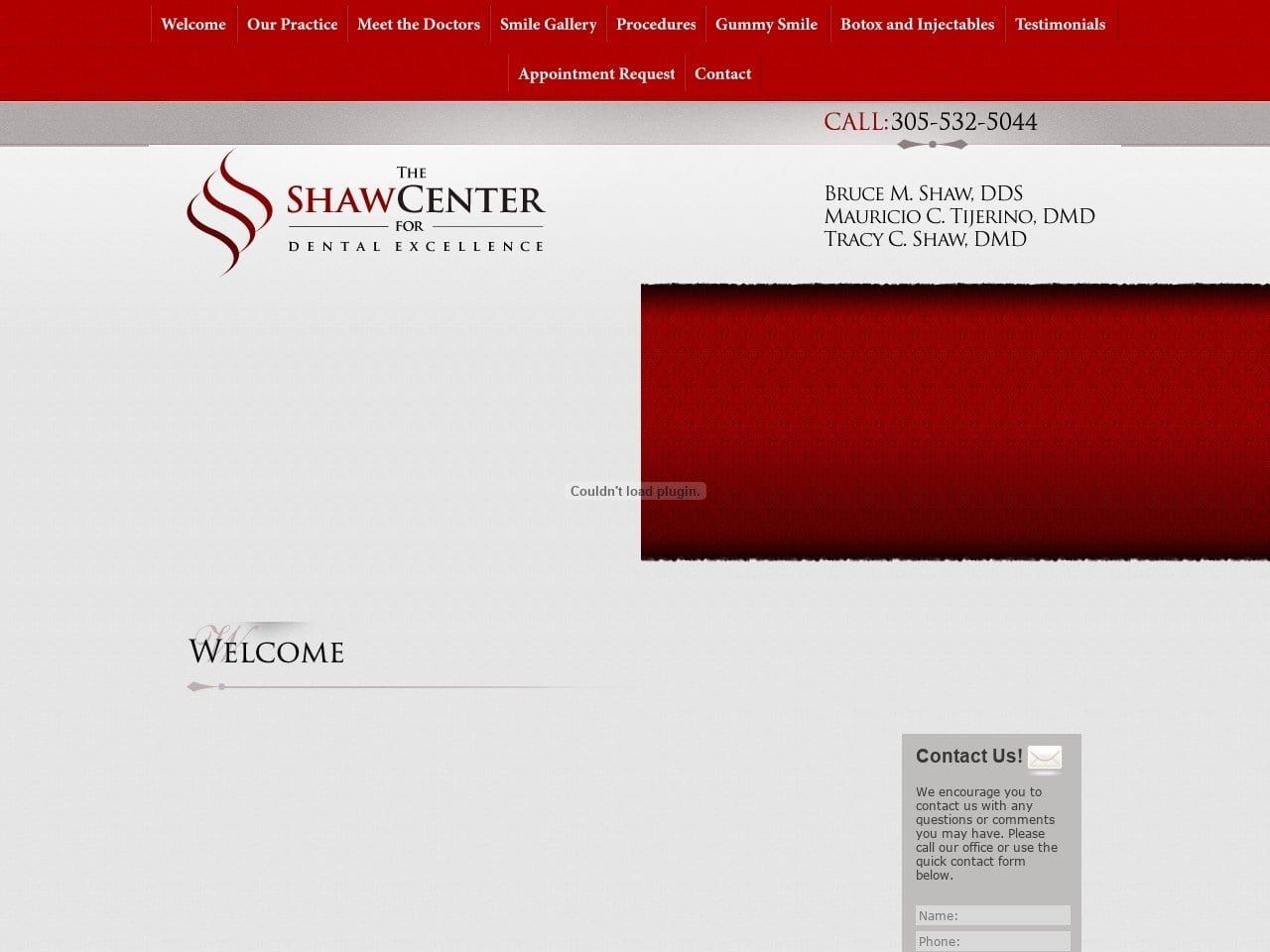 The SHAW Center for Dental Excellence Website Screenshot from theshawdentalcenter.com