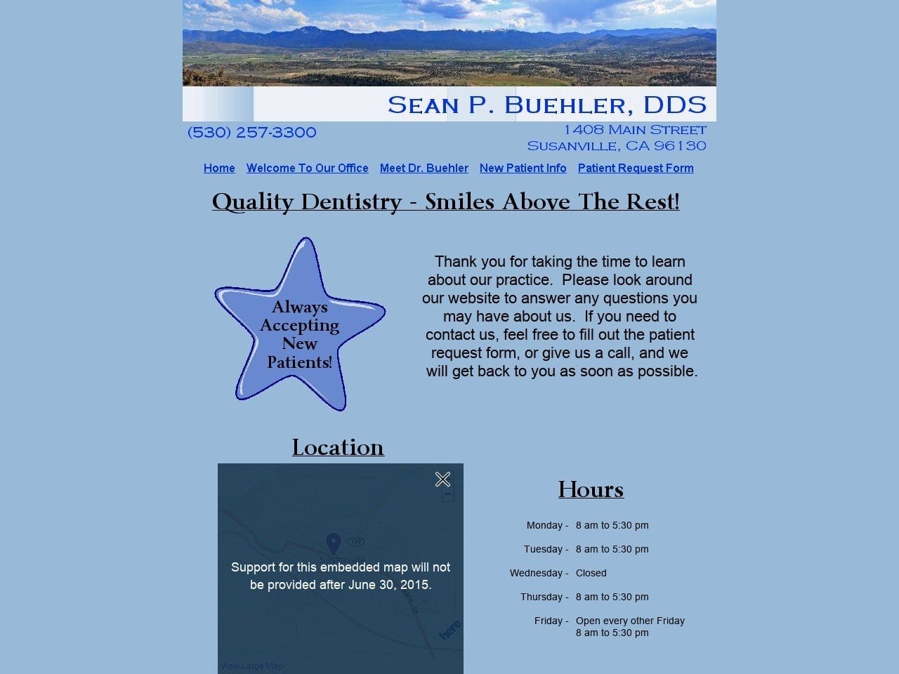 Sean P. Buehler DDS Website Screenshot from thesusanvilledentist.com