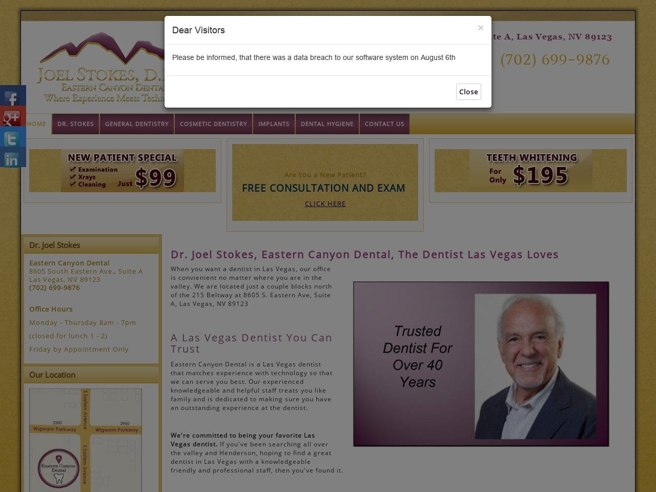 Eastern Canyon Dental Website Screenshot from thevegasdentist.com