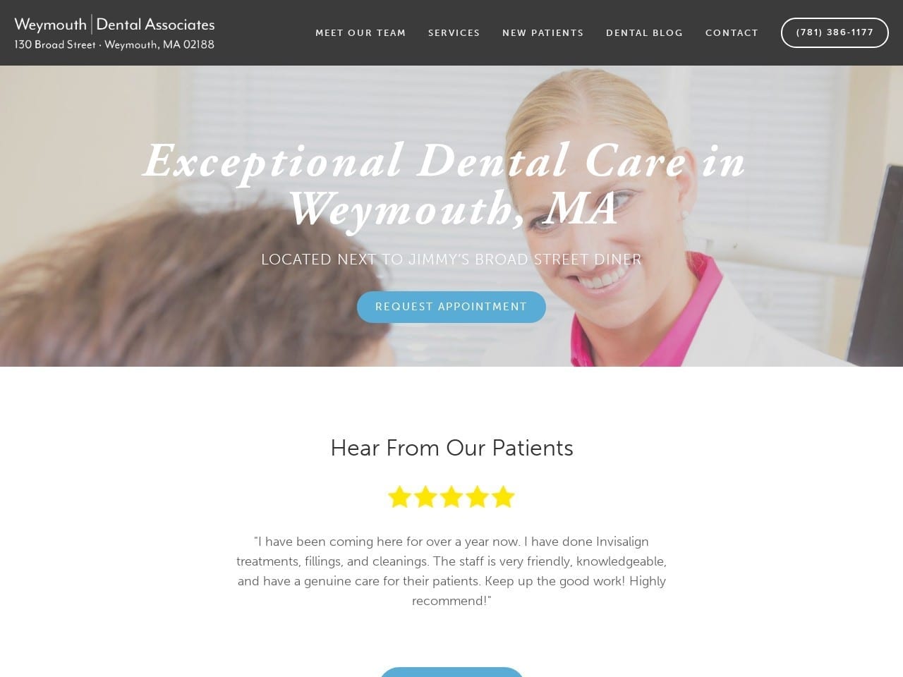 Weymouth Dental Associates Website Screenshot from theweymouthdentist.com