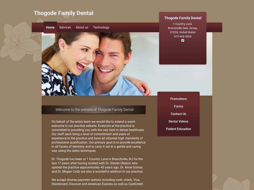 Thogode Family Dental Website Screenshot from thogodefamilydental.com
