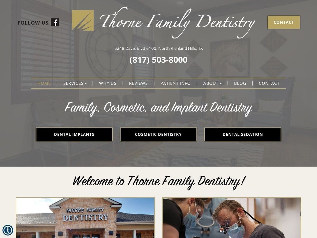 Thorne Family Dentistry Website Screenshot from thornefamilydentistry.com