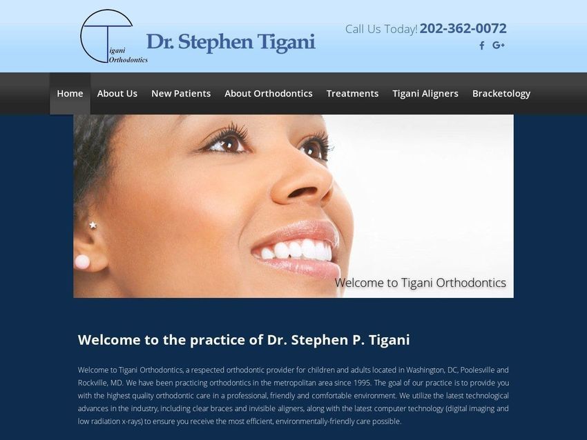 Tigani Stephen P DDS Website Screenshot from tiganiorthodontics.net