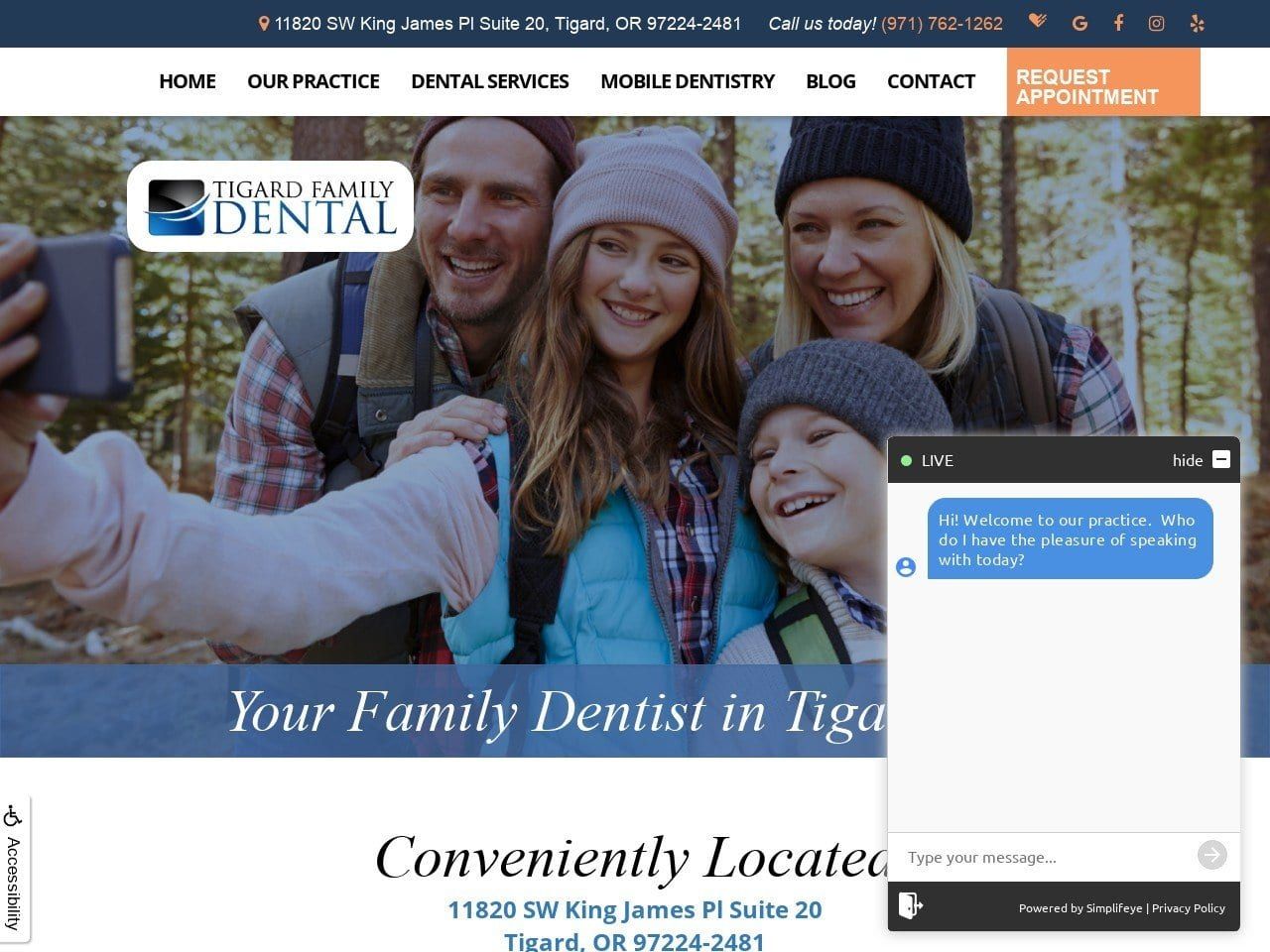 Tigard Family Dental Website Screenshot from tigardfamilydental.com