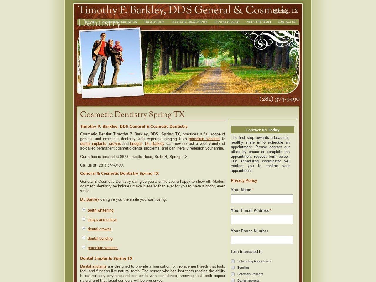 Timothy P. Barkley D.D.S. Website Screenshot from timbarkleydds.com