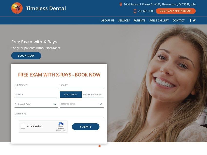 Timeless Dental Website Screenshot from timelessdental.com