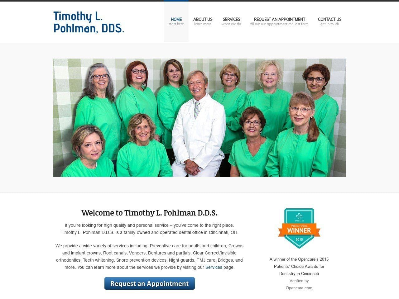 Pohlman Timothy L DDS Website Screenshot from timothypohlmandds.com