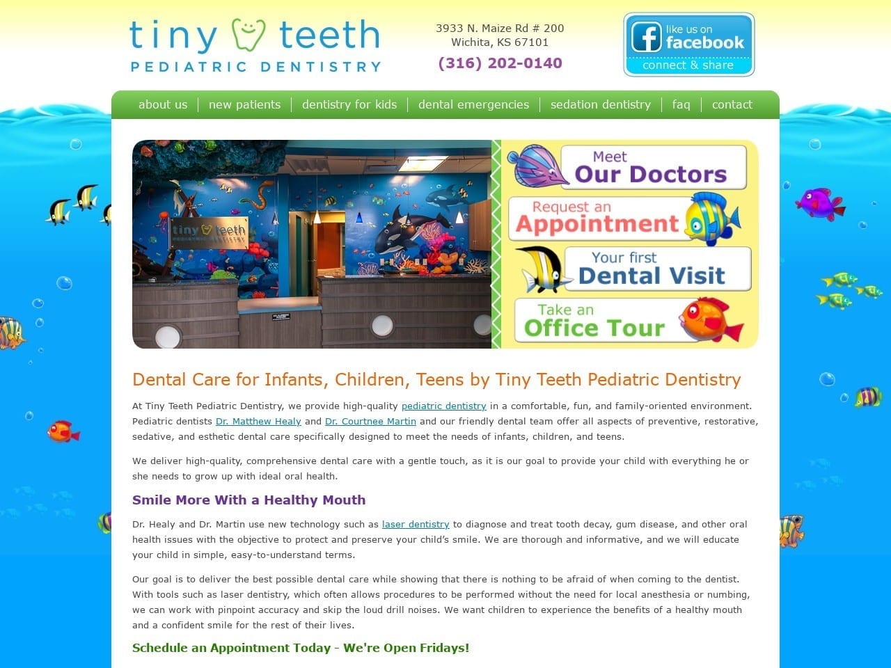 Tiny Teeth Pediatric Dentistry Website Screenshot from tinyteethwichita.com