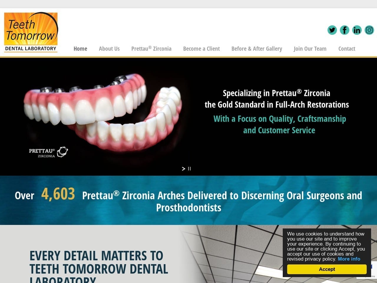 Tischler Dental  Lab Website Screenshot from tischlerdentallab.com