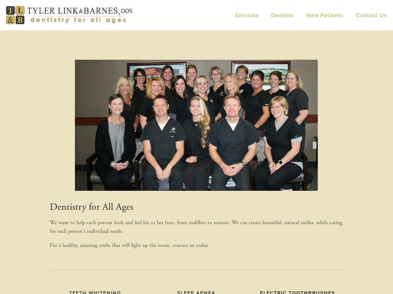 Tyler Link Dentist Website Screenshot from tlbdental.com