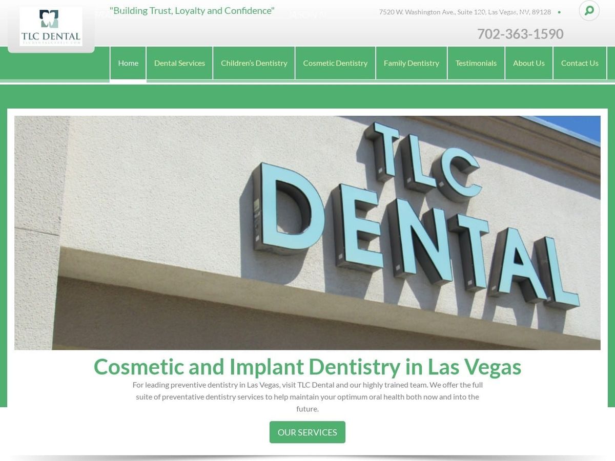 TLC Dental Website Screenshot from tlcdentalcarelv.com