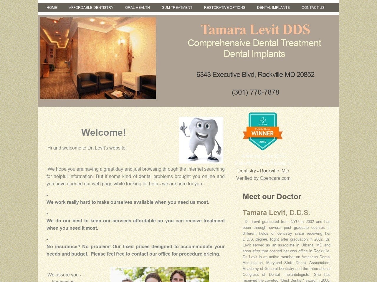 Dr. Tamara Levit DDS Website Screenshot from tlevit-dds.com