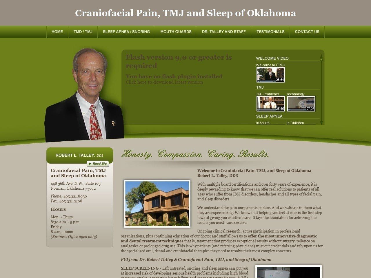 Craniofacial Pain Associates of Oklahoma Inc. Website Screenshot from tmj-pain.com