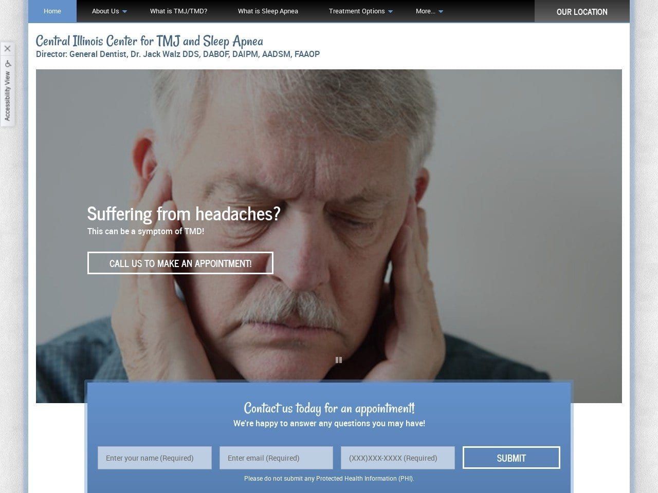 TMJ & Facial Pain Center Website Screenshot from tmjcenterforpain.com