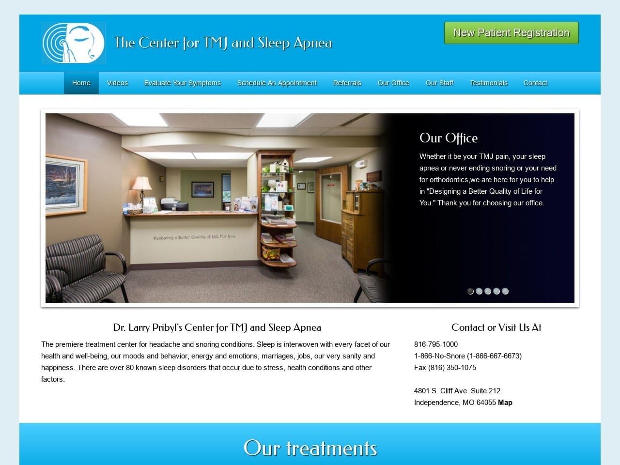 Center For TMJ and Sleep Apnea Website Screenshot from tmjsleepapnea.com