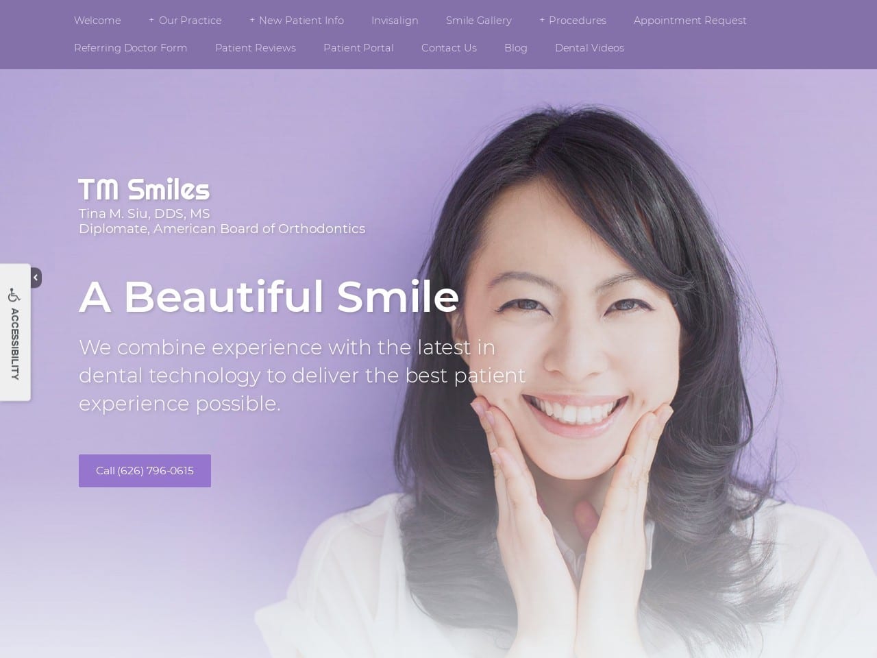 Tina M Siu DDS MS Website Screenshot from tmsmiles.com