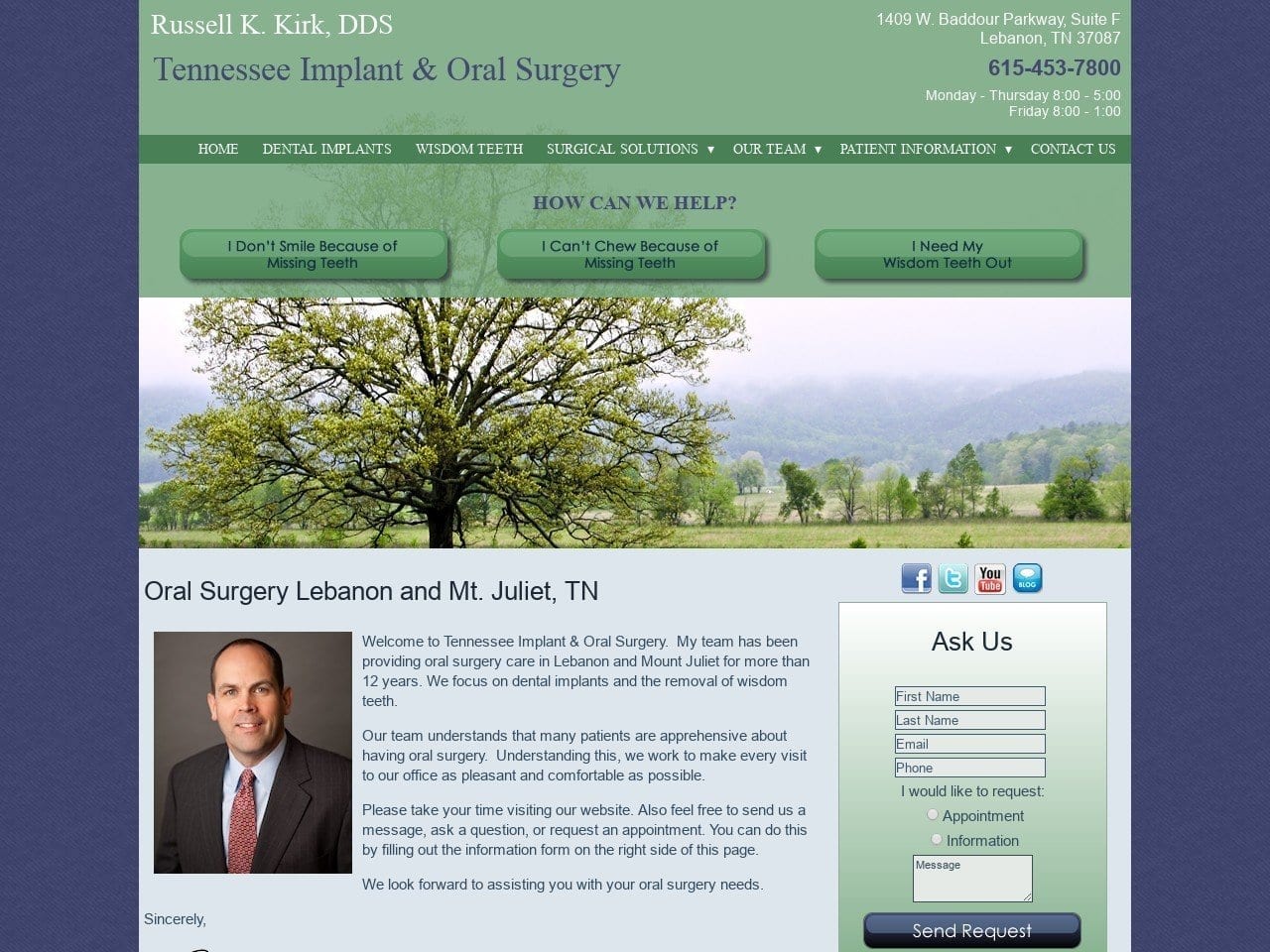 Tennessee Implant and Oral Surgery Website Screenshot from tnoralsurgeon.com