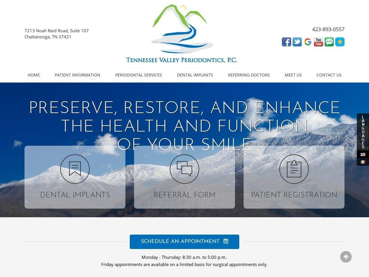 Tennessee Valley Periodontics Website Screenshot from tnvalleyperio.com