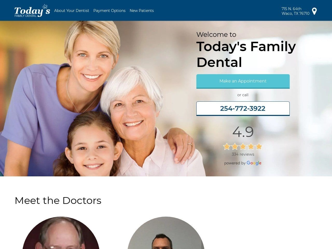 Todays Family Dental Website Screenshot from todaysfamilydentalwaco.com