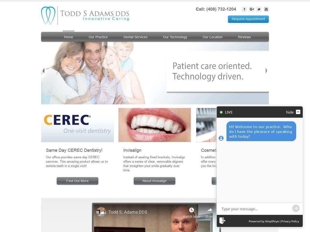 Todd S. Adams DDS Website Screenshot from toddsadamsdds.com