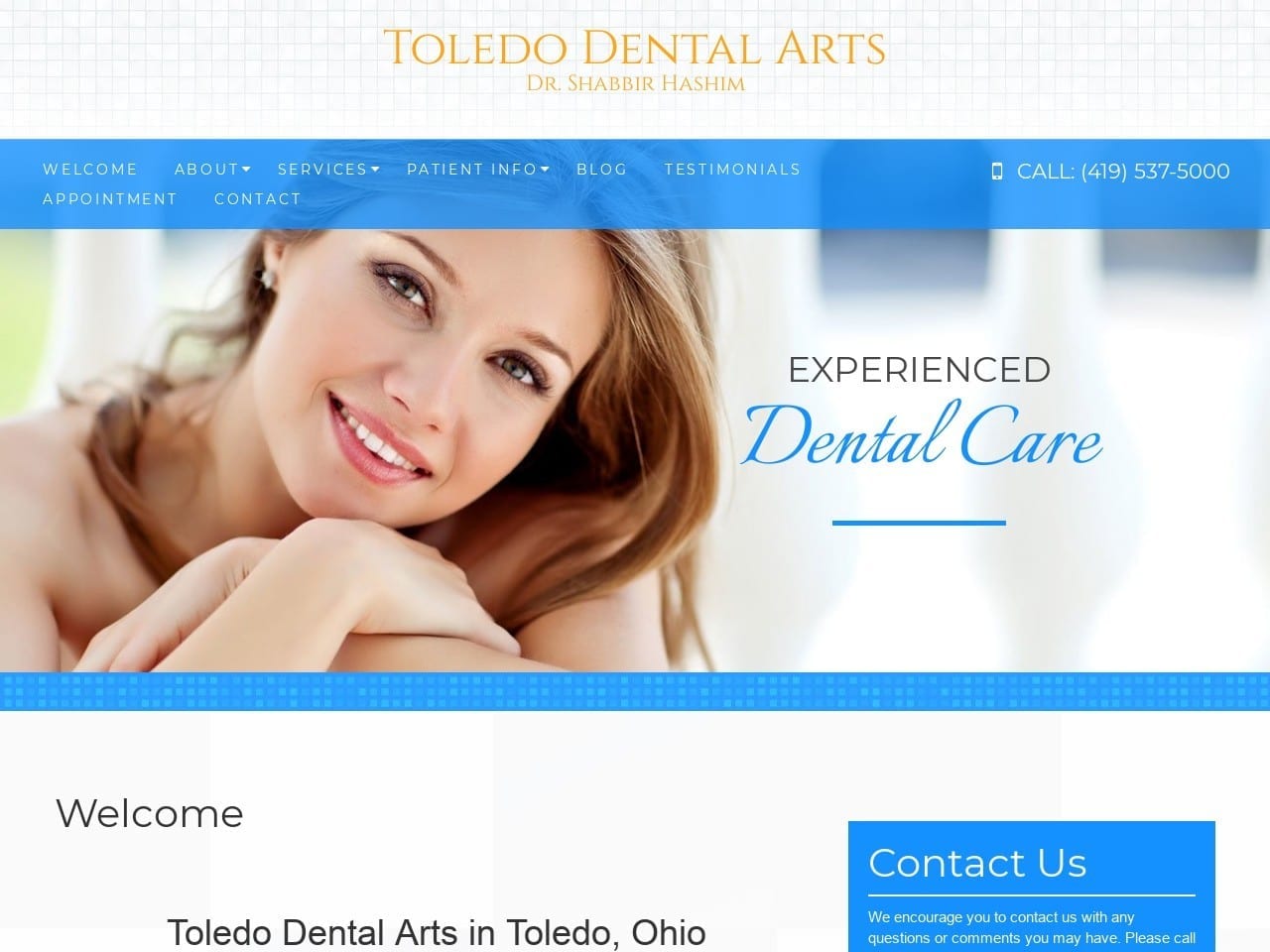 Toledo Dental Arts Website Screenshot from toledodentist.com