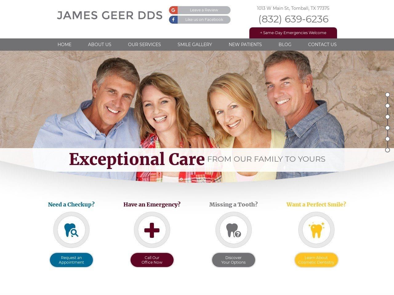 James Geer DDS and Kevin Nail DDS Website Screenshot from tomballdentist.com